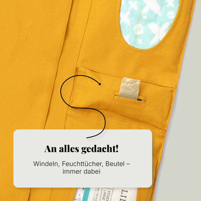 Kompakte Villawind Wickeltasche mit Platz für Windeln, Feuchttücher und Beutel