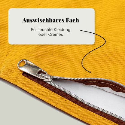 Auswischbares Nassfach der Villawind Wickeltasche mit Reißverschluss für feuchte Kleidung und Cremes