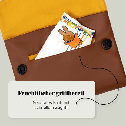 Separates Feuchttücher-Fach der Villawind Wickeltasche mit schnellem Zugriff